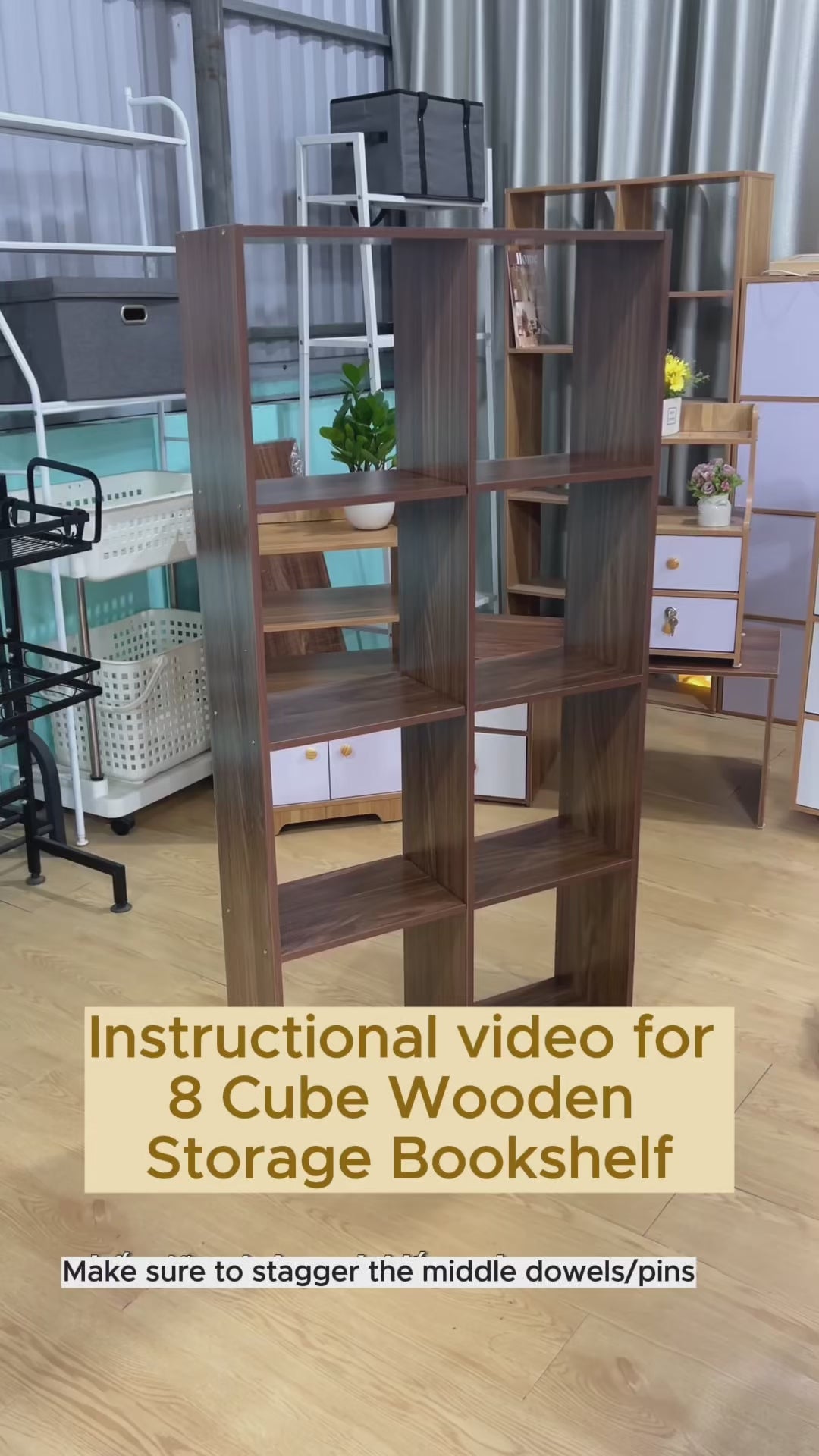 8 Cube Wooden Storage Boxes or Bookshelf – Large Floor Storage Organizer, Modern Cube Display Shelf for Books, Décor, and Office or Bedroom Use