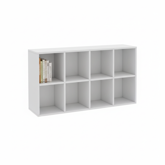 8-Cube Wooden Bookshelf – Large Floor Storage Organizer, Modern Cube Display Shelf for Books, Décor, and Office or Bedroom Use
