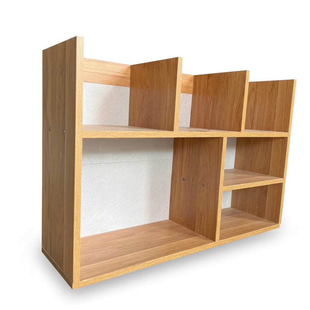 Wooden Desktop Bookshelf Organizer – Multi-Compartment MDF File Storage Rack for Office or Study Desk, 23.6 x 6.7 x 15.7 in (60 x 17 x 40 cm)