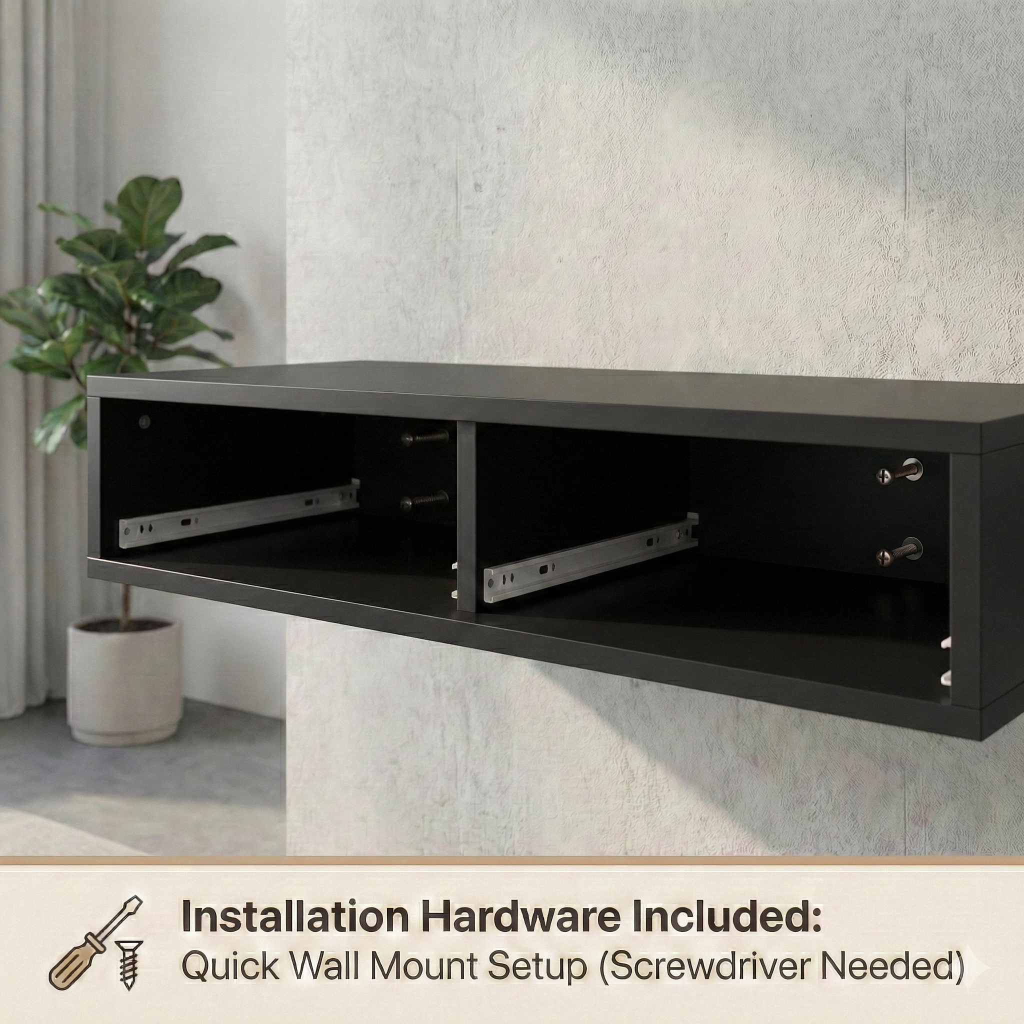Wall Mounted Floating Vanity Desk with 2 Storage Drawers Modern MDF Makeup Table – 39.4 x 15.7 x 5.9 in (100 x 40 x 15 cm), Space-Saving Dressing Table for Bedroom or Small Spaces