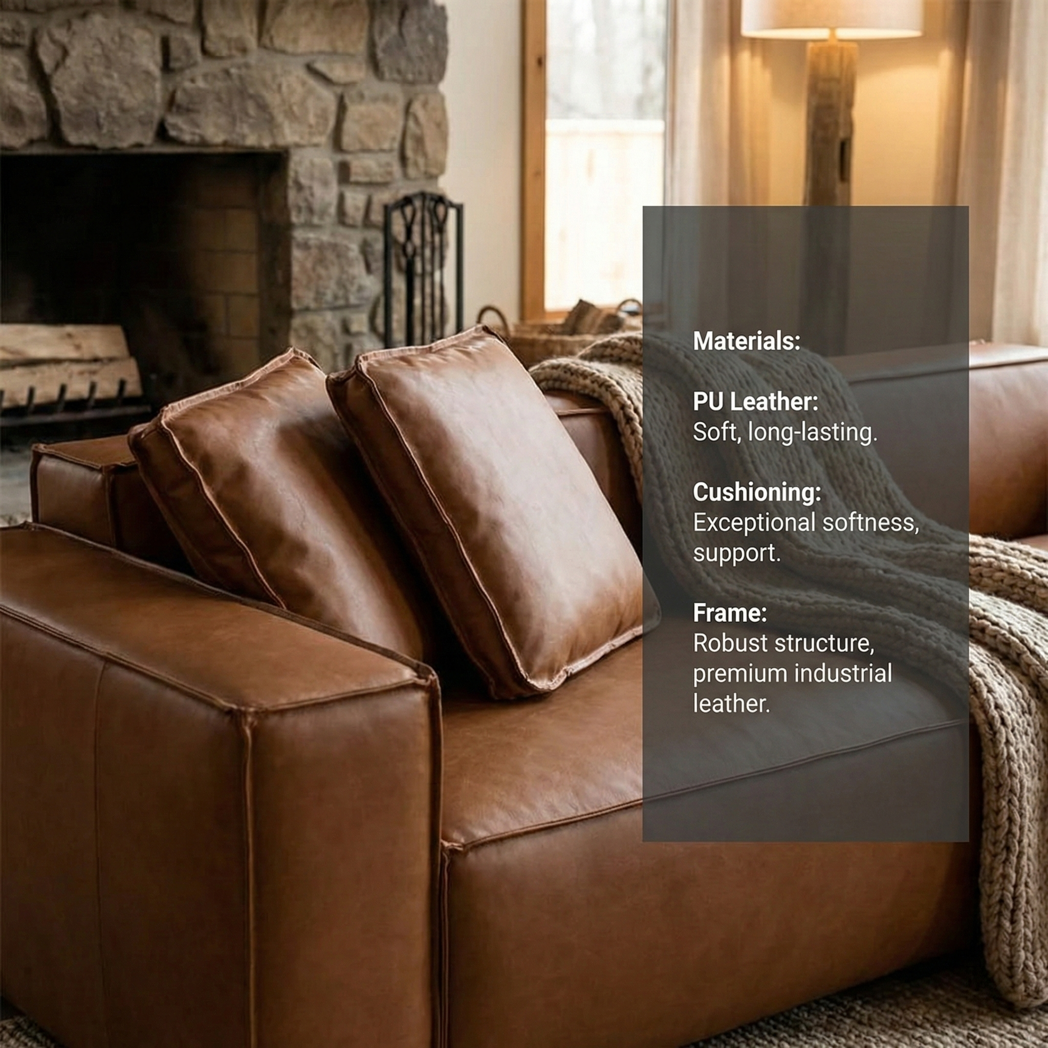 Vardy - Luxurious PU Leather Sofa 78.7"x35.4"x33.5"