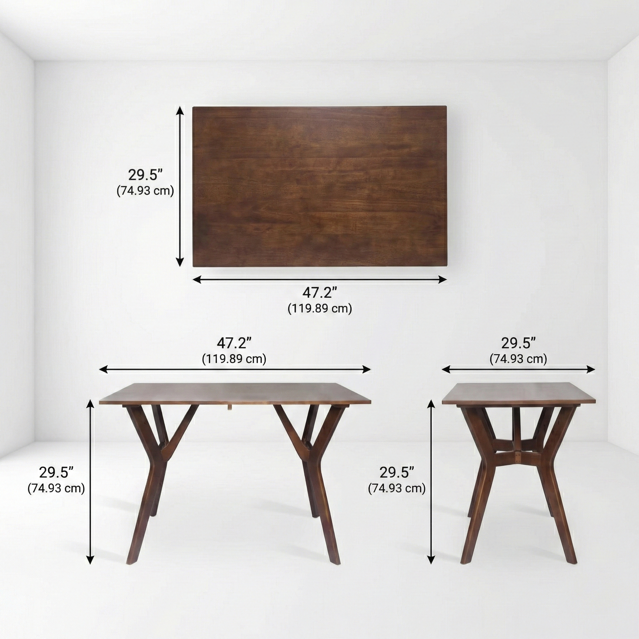 Butterfly Dining Table 47.2"x29.5"x29.5" – Solid Wood Kitchen & Dining Room Table, Modern Rectangular Wood Table with 4 Sturdy Legs, PU Coated Water-Resistant Finish, Rustic Farmhouse Style