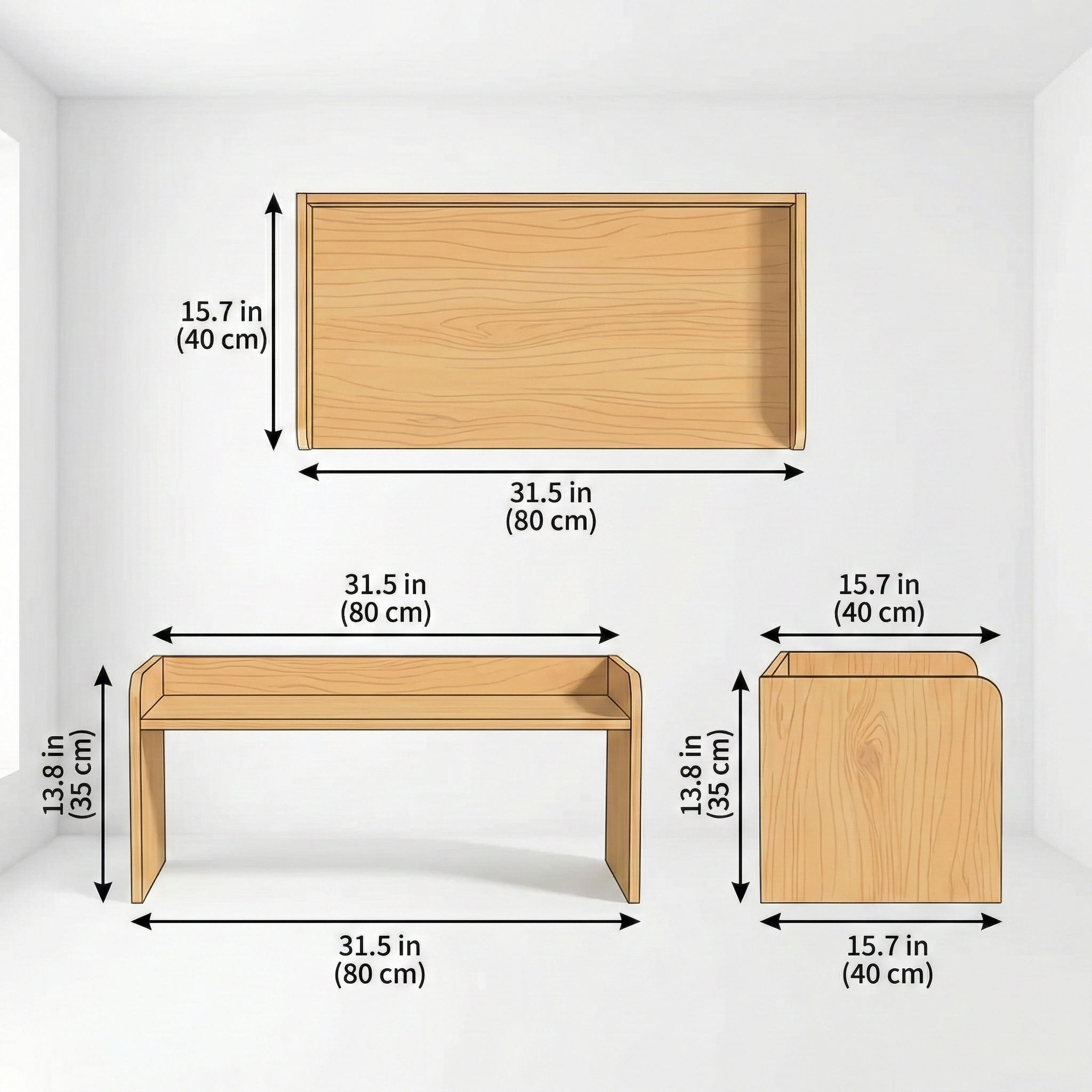 Minimalist Floor Vanity Table – Low Wooden Desk without Drawers, Space-Saving Makeup & Study Table for Bedroom