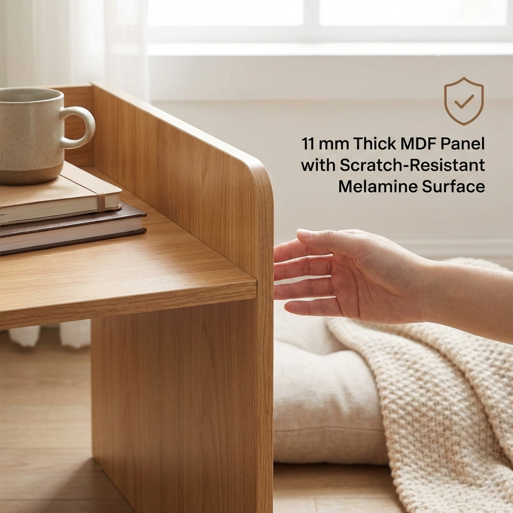 Minimalist Floor Vanity Table – Low Wooden Desk without Drawers, Space-Saving Makeup & Study Table for Bedroom