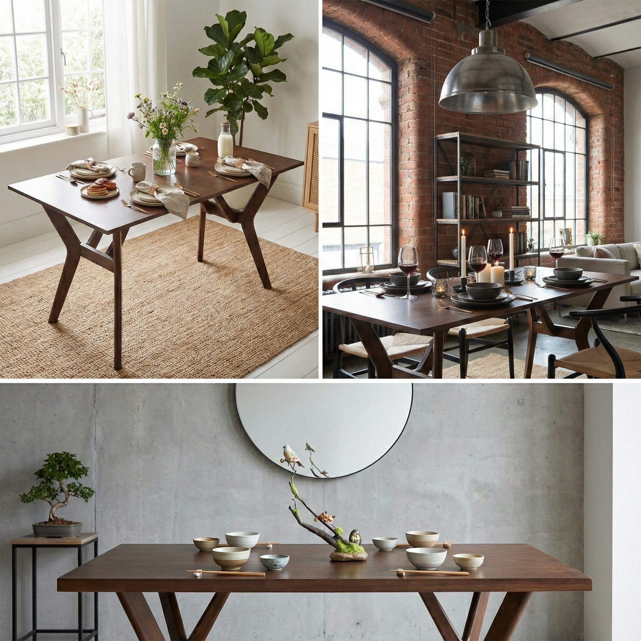 Butterfly Dining Table 47.2"x29.5"x29.5" – Solid Wood Kitchen & Dining Room Table, Modern Rectangular Wood Table with 4 Sturdy Legs, PU Coated Water-Resistant Finish, Rustic Farmhouse Style