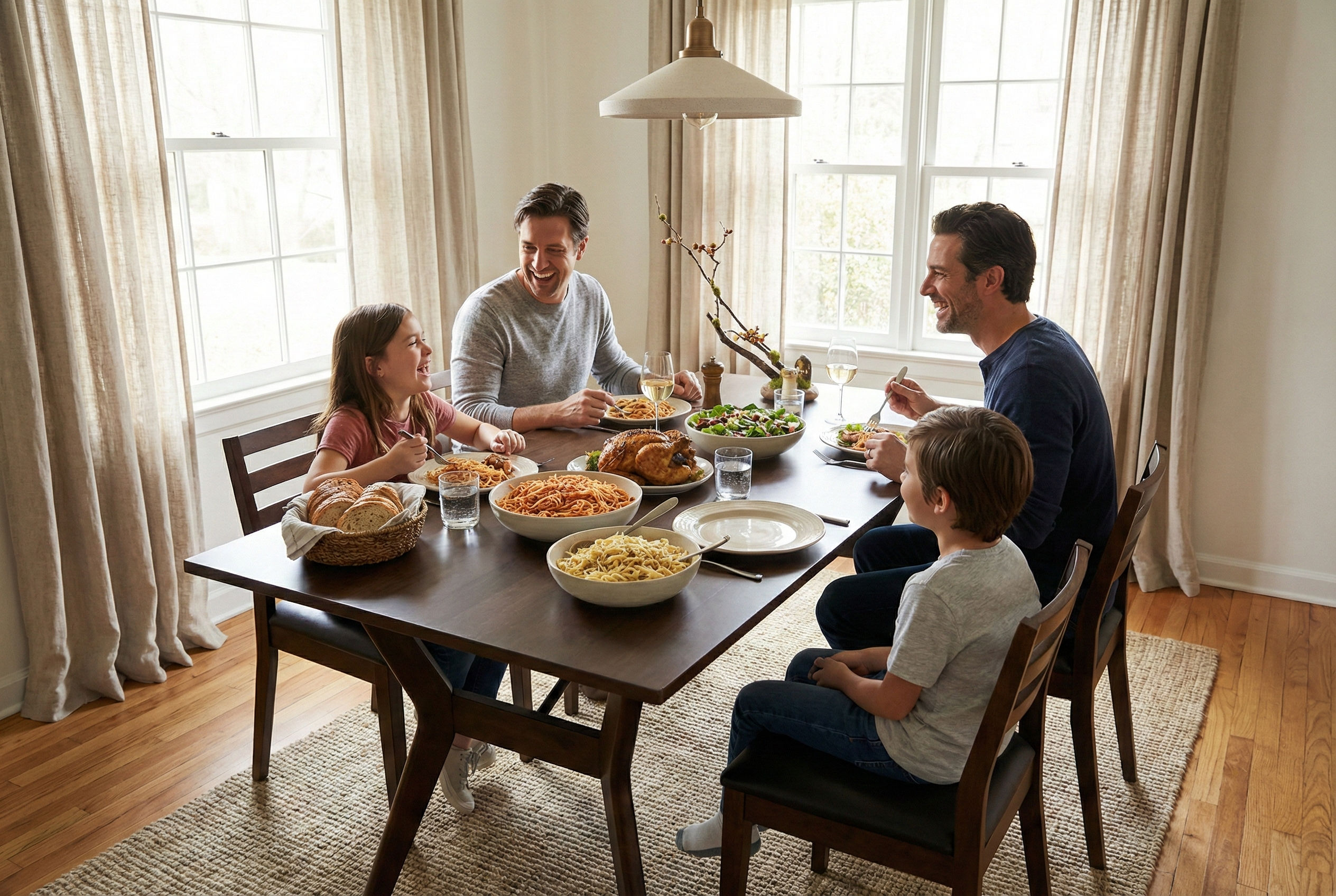 Butterfly Dining Table 47.2"x29.5"x29.5" – Solid Wood Kitchen & Dining Room Table, Modern Rectangular Wood Table with 4 Sturdy Legs, PU Coated Water-Resistant Finish, Rustic Farmhouse Style