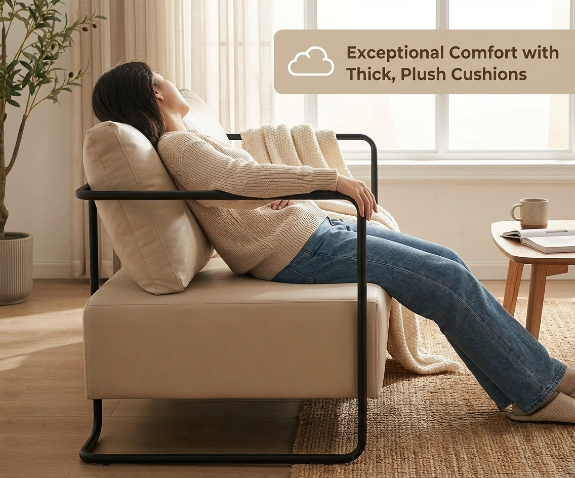 Modern Upholstered Two-Seater Sofa with Metal Frame 55.1"x30.3"x26.8"-SH 16.5"