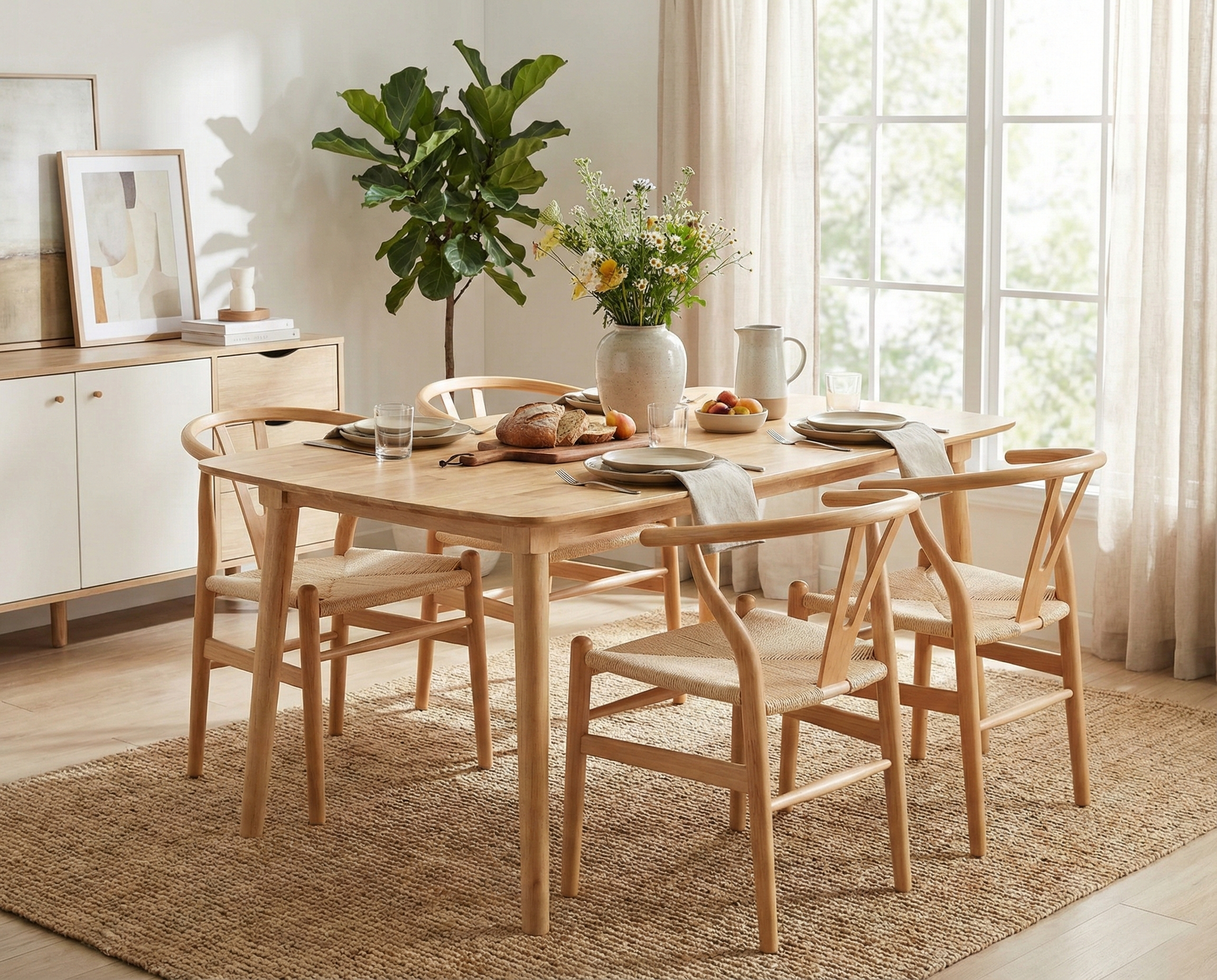 Kikbo Mango Solid Wood Dining Table 47.2"x29.5"x29.5" - Kitchen & Dining Table with Sturdy 4-Leg Base, Protective PU Coating, Easy-Clean Water-Resistant Surface