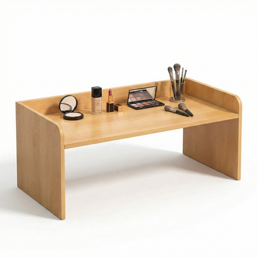 Minimalist Floor Vanity Table – Low Wooden Desk without Drawers, Space-Saving Makeup & Study Table for Bedroom