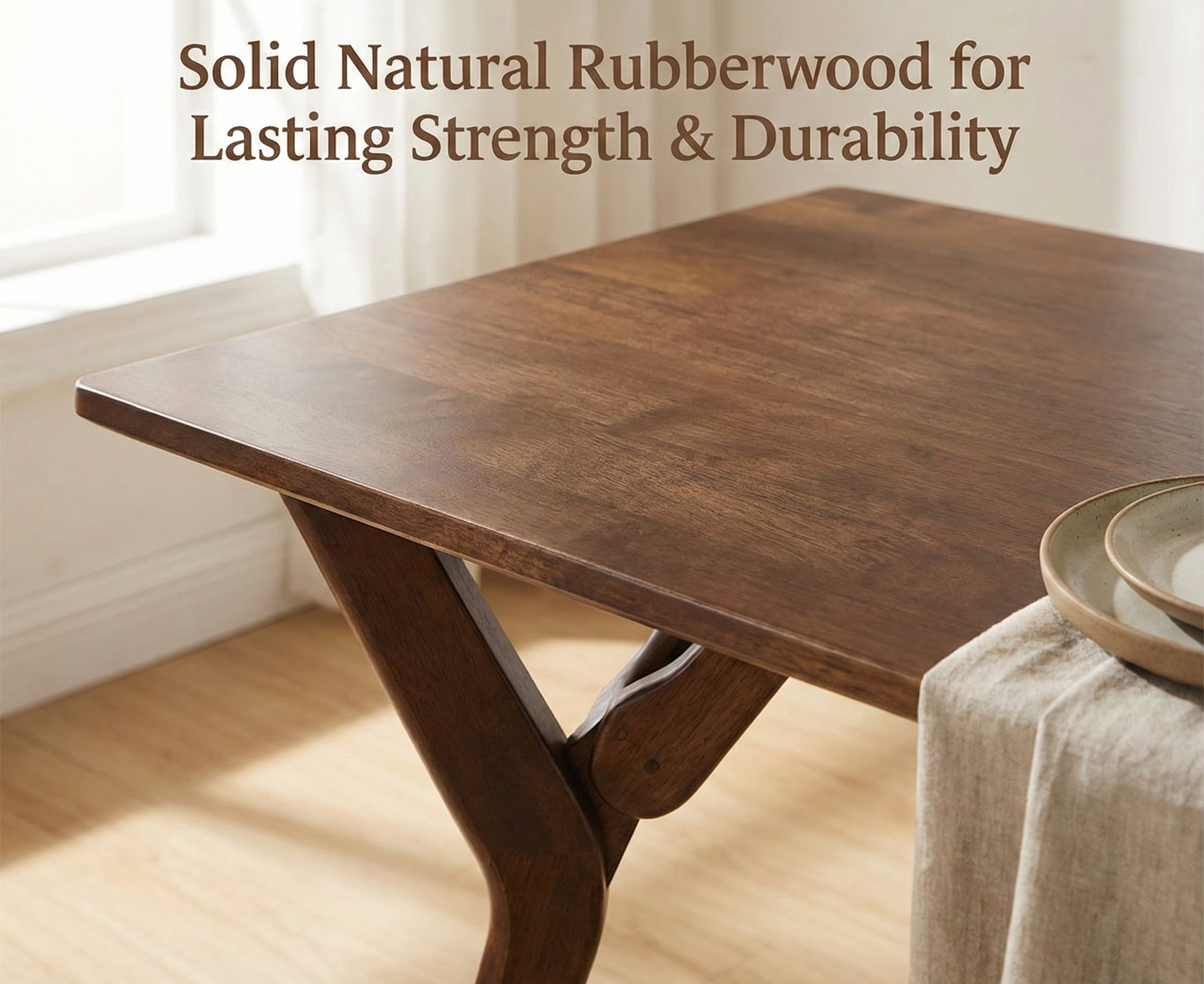 Butterfly Dining Table 47.2"x29.5"x29.5" – Solid Wood Kitchen & Dining Room Table, Modern Rectangular Wood Table with 4 Sturdy Legs, PU Coated Water-Resistant Finish, Rustic Farmhouse Style