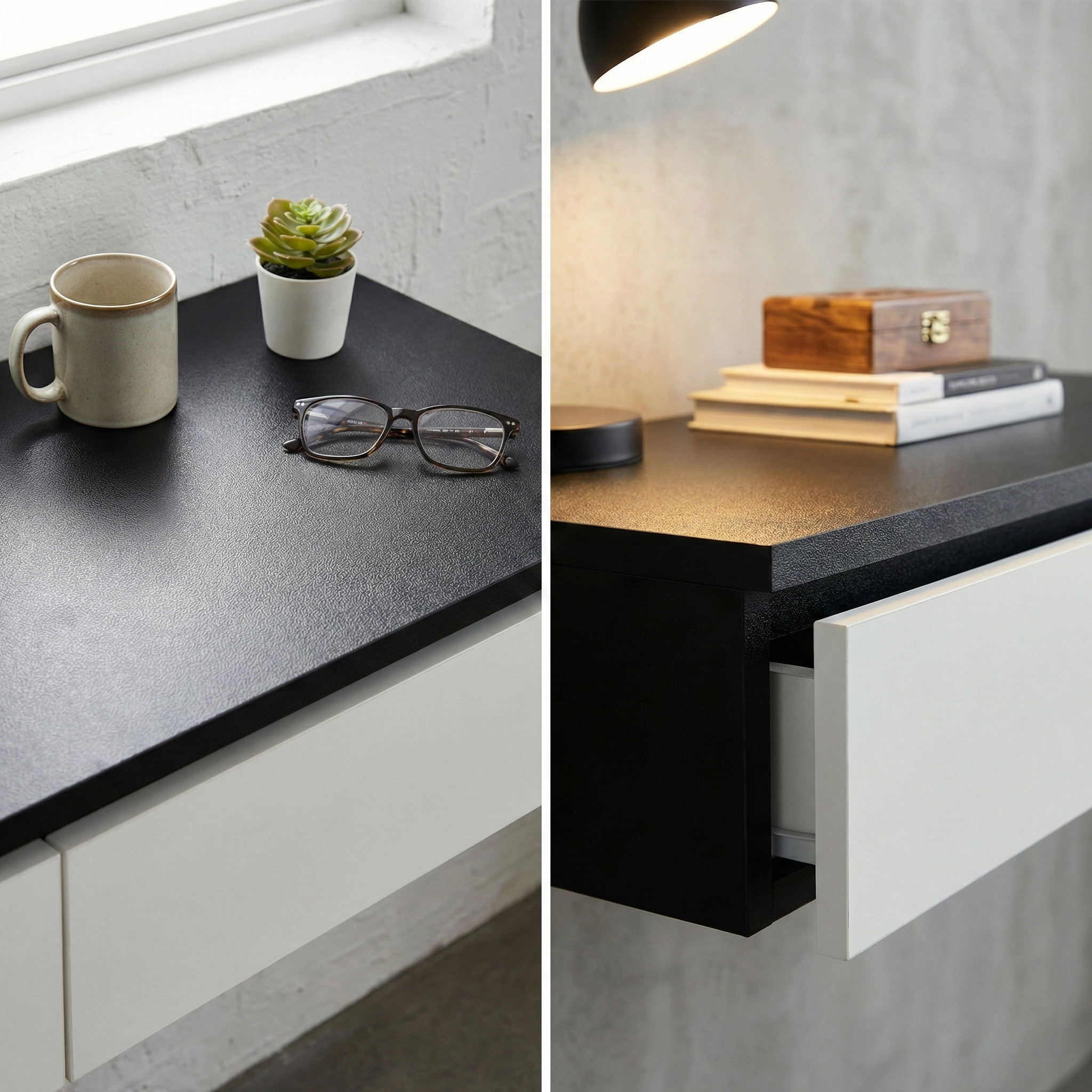 Wall Mounted Floating Vanity Desk with 2 Storage Drawers Modern MDF Makeup Table – 39.4 x 15.7 x 5.9 in (100 x 40 x 15 cm), Space-Saving Dressing Table for Bedroom or Small Spaces
