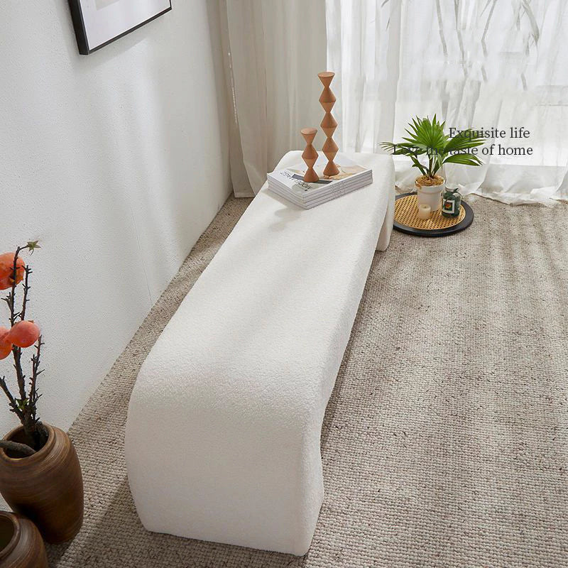 Boucle Modern Hallway Waiting Bench Seat 47" - Chair or Bedroom Bench