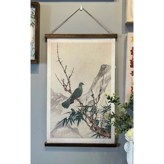 Mountain Dove Scroll Hanging Wall Art - Vintage Style Hanging Cotton Canvas