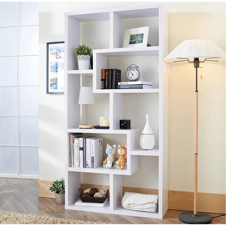 U-Shaped Wooden Floor Bookshelf – Multi-Tier MDF Storage and Display Rack for Living Room or Office, 51.2 x 19.7 in (130 x 50 cm)