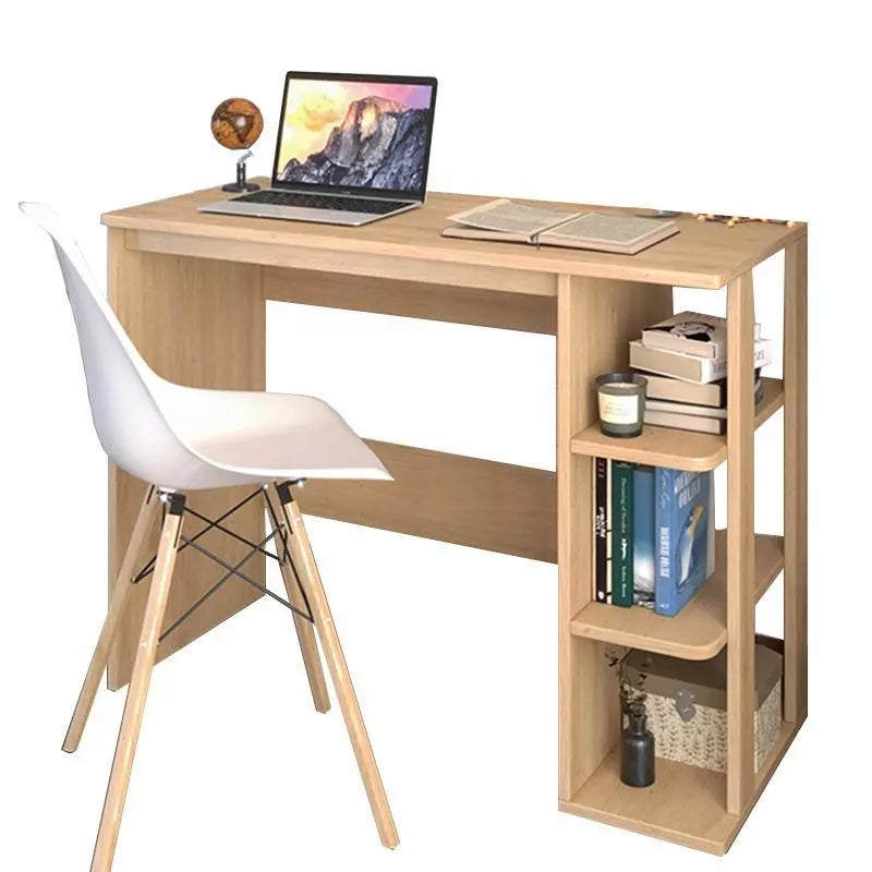 Study Desk with Bookshelf – Compact MDF Office Table with 3 Storage Shelves, Space-Saving Modern Design