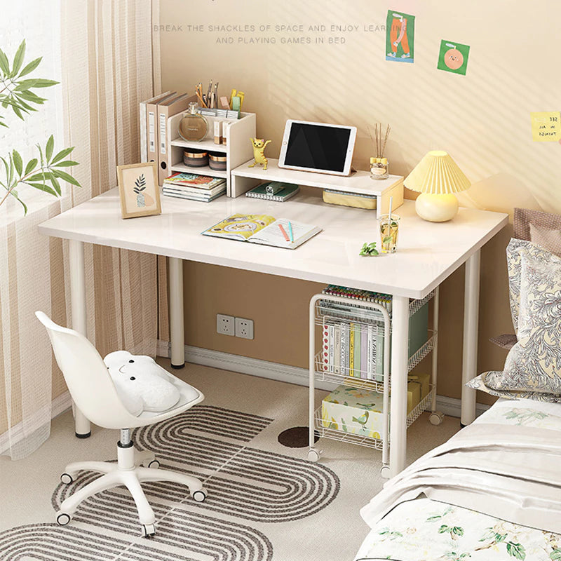 Modern Minimalist Computer Desk – Multi-Purpose Writing, Study, and Gaming Table with Round Legs, Space-Saving Home Office Desk for Bedroom or Apartment