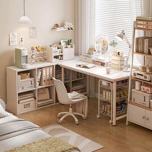 Modern Minimalist Computer Desk – Multi-Purpose Writing, Study, and Gaming Table with Round Legs, Space-Saving Home Office Desk for Bedroom or Apartment