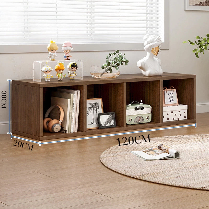 4-Cube Vertical Wooden Bookshelf – White Standing Storage Shelf for Books or Decor, 11.8 x 9.4 x 35.4 in (30 x 24 x 90 cm)