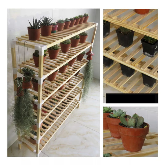 Multi-Tier Wooden Storage Rack Organizer 5–8 Layers, Natural Pine Wood Plant Stand, Bookshelf, Display Shelf for Living Room, Balcony, or Office – Durable & Easy Assembly