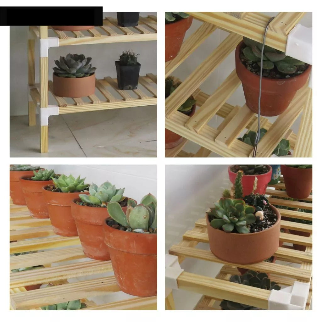 Multi-Tier Wooden Storage Rack Organizer 5–8 Layers, Natural Pine Wood Plant Stand, Bookshelf, Display Shelf for Living Room, Balcony, or Office – Durable & Easy Assembly