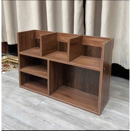 Wooden Desktop Bookshelf – Compact Organizer Rack for Office, Desk Supplies, and Daily Use