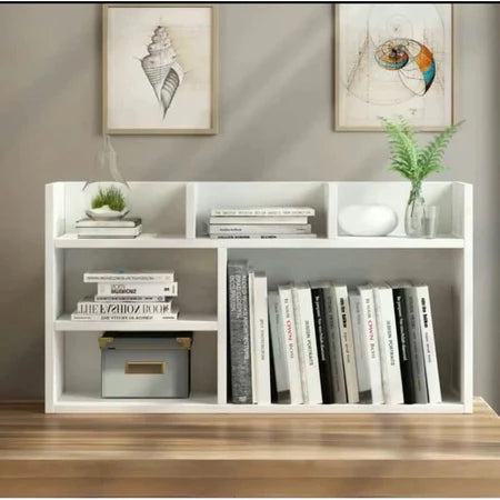 Wooden Desktop Bookshelf – Compact Organizer Rack for Office, Desk Supplies, and Daily Use