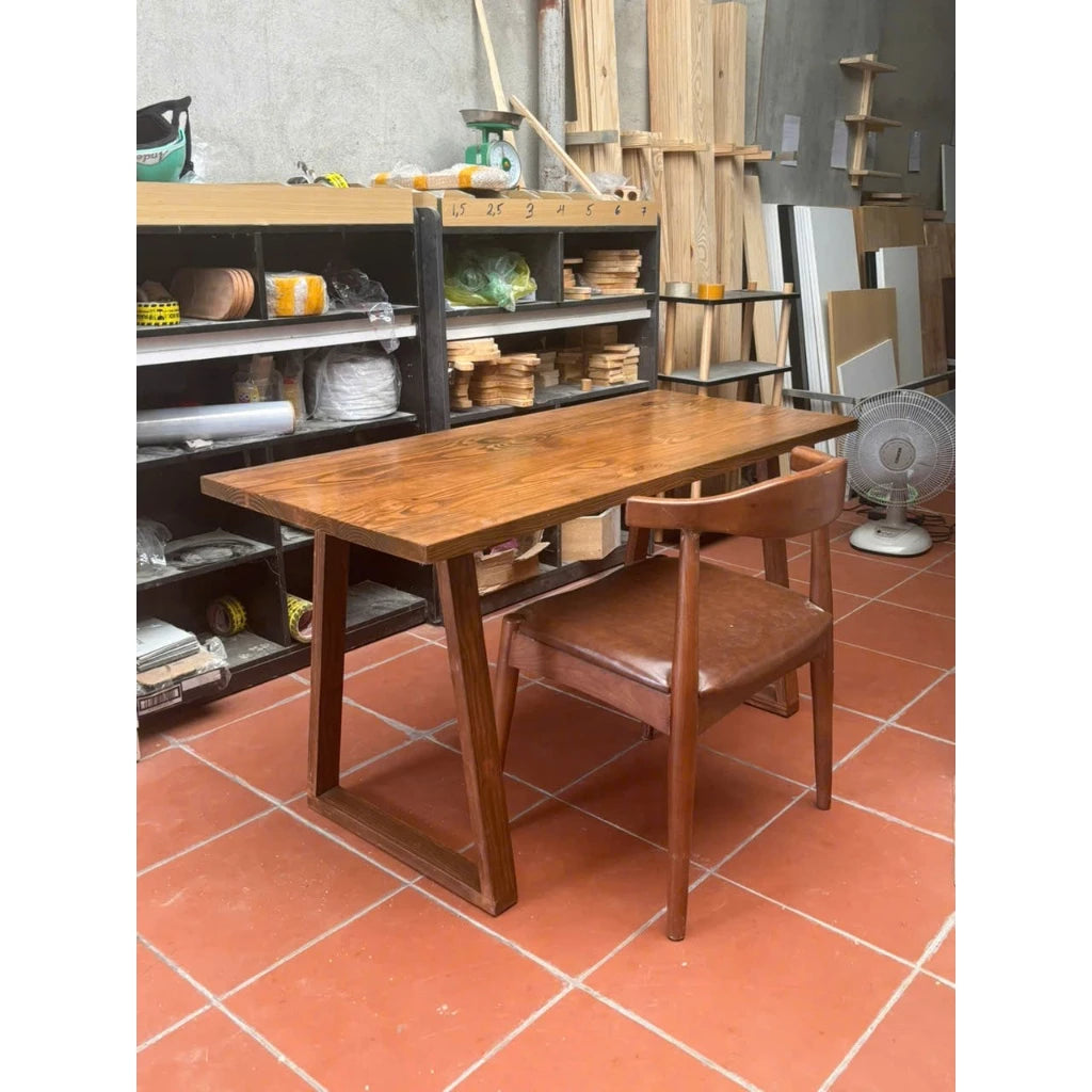 Wooden Office Desk with Solid Pine Top – Study, Computer & Work Table, 47.2 in / 70.9 in (120 x 60 cm / 175 x 70 cm), Durable & Modern Design