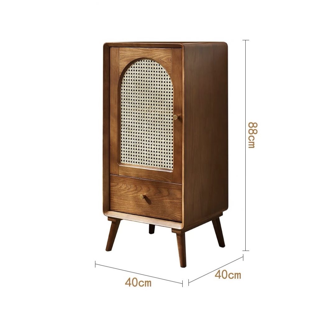 Two Piece Woodgrain Rattan Multi Purpose Cabinet Matching Set