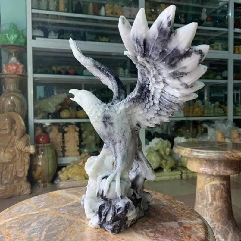 12" Majestic Eagle Statue - Hand-Cast Stone Finish Figurine, for Home Decor - Symbol of Power & Prosperity, Luxury Gift for Office & Living Room