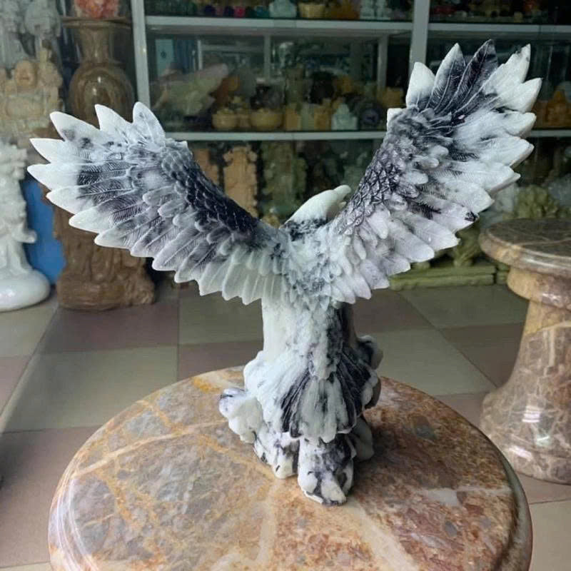 12" Majestic Eagle Statue - Hand-Cast Stone Finish Figurine, for Home Decor - Symbol of Power & Prosperity, Luxury Gift for Office & Living Room