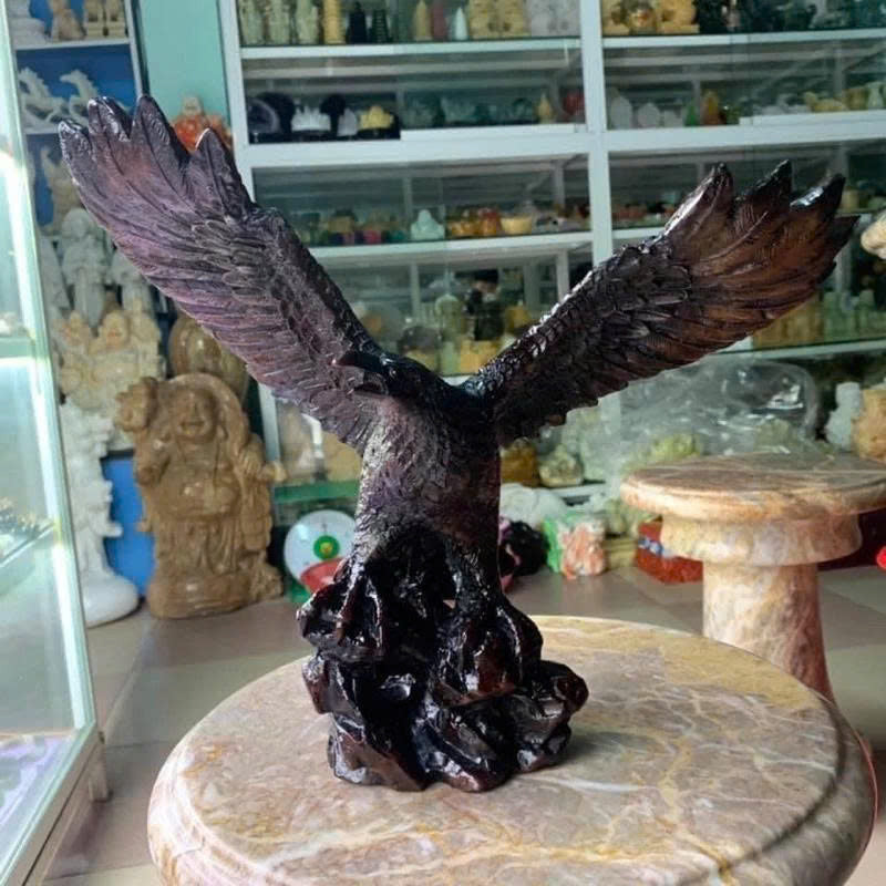 12" Majestic Eagle Statue - Hand-Cast Stone Finish Figurine, for Home Decor - Symbol of Power & Prosperity, Luxury Gift for Office & Living Room