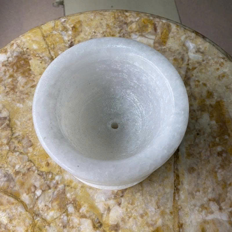 3.5" Natural White Marble Incense Burner - Round Stone Censer for Stick & Cone Incense - Zen Decor for Meditation, Altar, Home Fragrance, and Spa - Hand-Carved White Stone Bowl